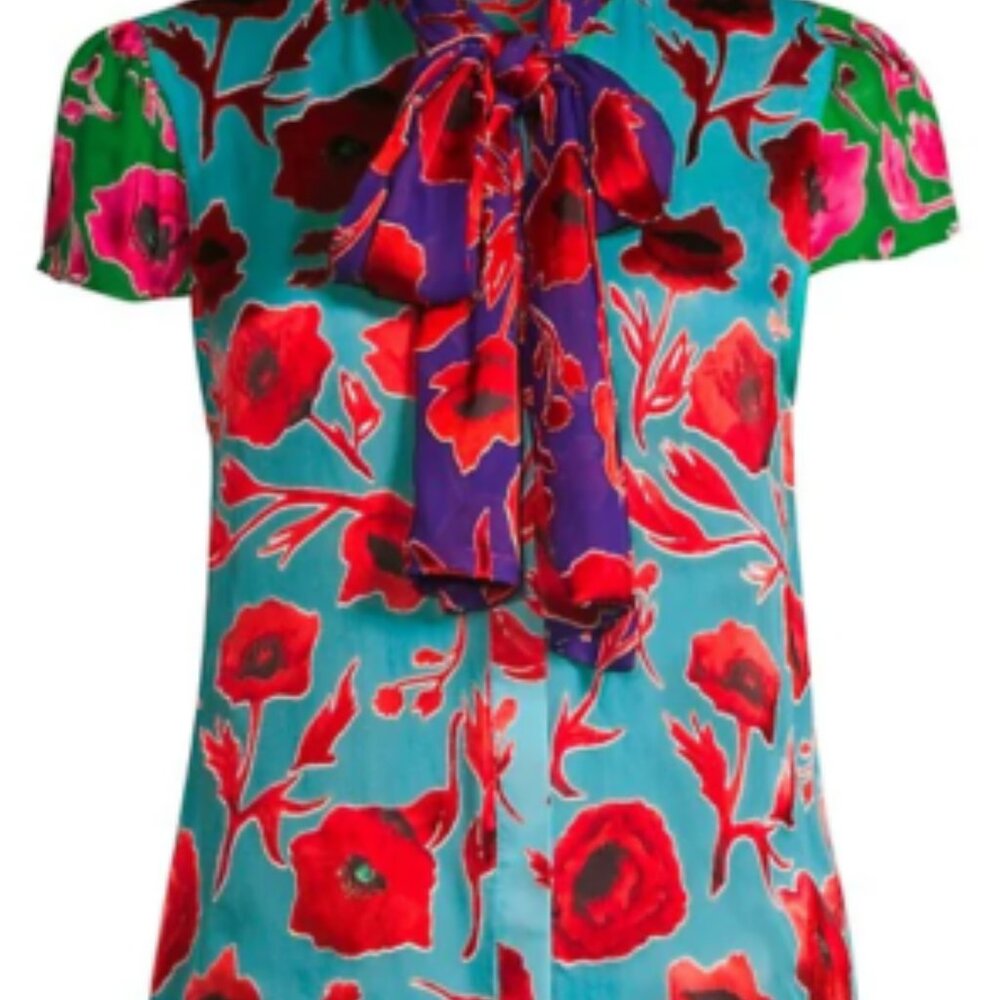 Alice + Olivia Silk Bow Tie Blouse